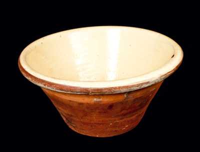 Large Redware Bowl With Yellow-Slip Interior