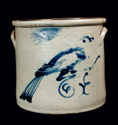 HUDSON POTTERY Stoneware Crock with Bird