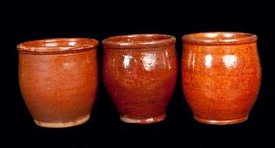 Lot of Three: Small Glazed Redware Jars