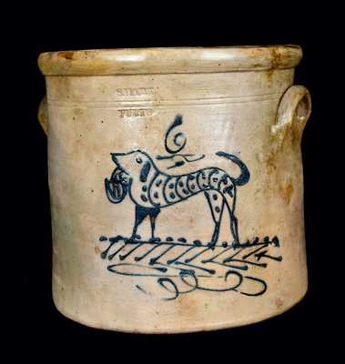 6 Gal. S. HART / FULTON Stoneware Crock with Dog