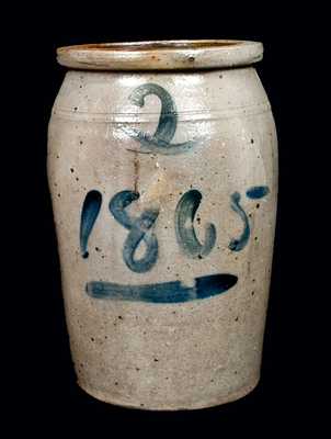 Dated 1865 Western PA Civil War-Era Stoneware Jar