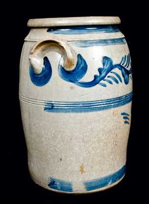 4 Gal. Western PA Stoneware Crock w/ Elaborate Freehand Decoration