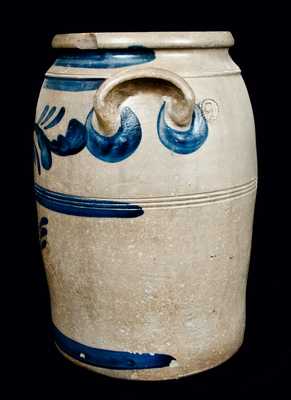 4 Gal. Western PA Stoneware Crock w/ Elaborate Freehand Decoration