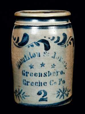 Hamilton & Jones, Greensboro, PA Stoneware Crock w/ Stars