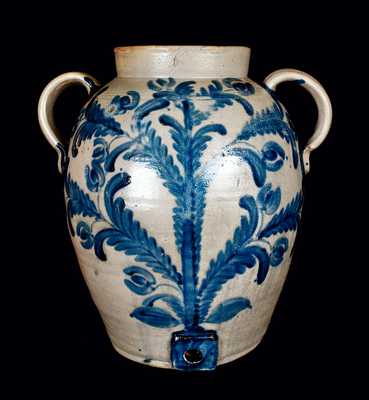 Important Baltimore Stoneware Water Cooler w/ Elaborate Decoration