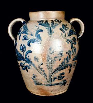 Important Baltimore Stoneware Water Cooler w/ Elaborate Decoration