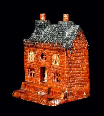 Exceptional Pennsylvania Redware House Sculpture