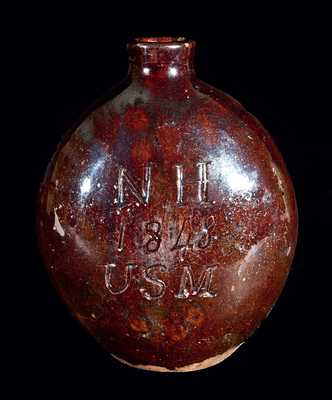 Extremely Rare U. S. MAIL 1848 Redware Flask