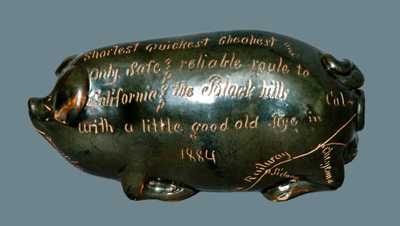 Anna Pottery California and Black Hills Railroad Map Pig Bottle