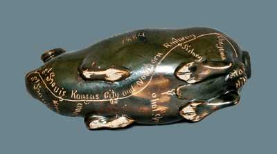 Anna Pottery California and Black Hills Railroad Map Pig Bottle