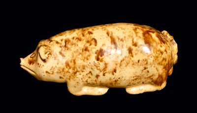 Rare Yellowware Pig Flask attrib. Anna Pottery, Anna, Illinois