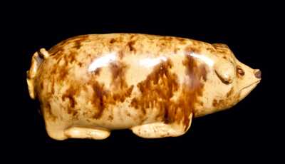 Rare Yellowware Pig Flask attrib. Anna Pottery, Anna, Illinois