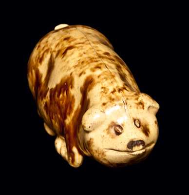 Rare Yellowware Pig Flask attrib. Anna Pottery, Anna, Illinois