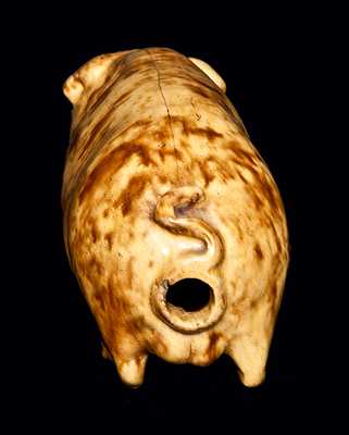 Rare Yellowware Pig Flask attrib. Anna Pottery, Anna, Illinois