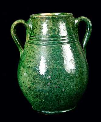 Copper-Glazed Redware Double-Handled Jar