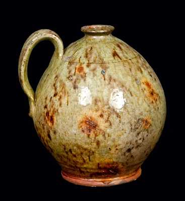 Ovoid New England Redware Jug w/ Exceptional Glaze