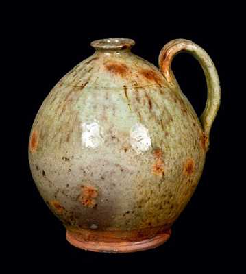 Ovoid New England Redware Jug w/ Exceptional Glaze