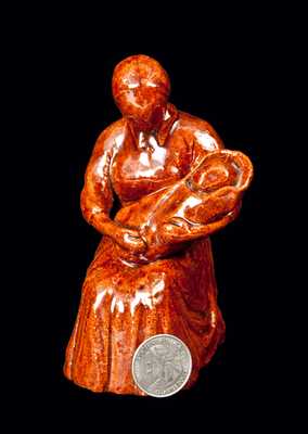 Redware Figure of Mother with Child