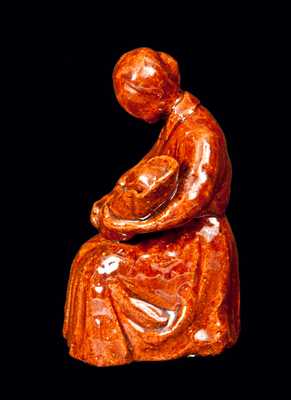 Redware Figure of Mother with Child