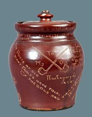 Outstanding Yale Stoneware Lidded Tobacco Jar