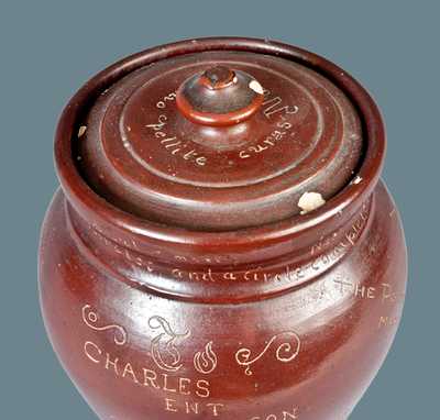 Outstanding Yale Stoneware Lidded Tobacco Jar