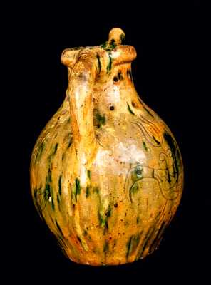 1838 Copper and Lead-Glazed Redware Puzzle Jug