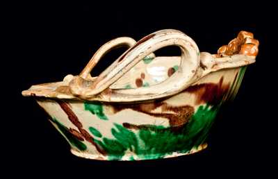 Strasburg, VA Multi-Glazed Redware Washbowl, Shenandoah Valley