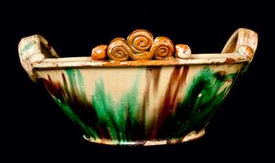 Strasburg, VA Multi-Glazed Redware Washbowl, Shenandoah Valley