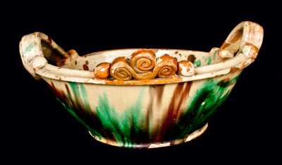 Strasburg, VA Multi-Glazed Redware Washbowl, Shenandoah Valley