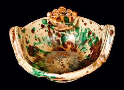 Strasburg, VA Multi-Glazed Redware Washbowl, Shenandoah Valley
