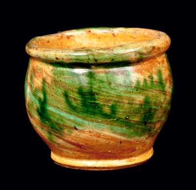 Small Strasburg, VA Multi-Glazed Redware Jar, Shenandoah Pottery