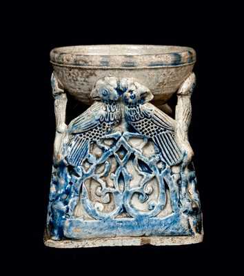 Rare Westerwald Table Salt with Pairs of Facing Birds, c1770