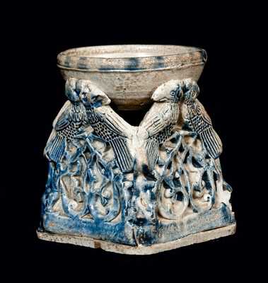 Rare Westerwald Table Salt with Pairs of Facing Birds, c1770