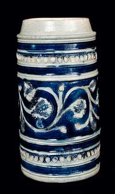Large Westerwald Stoneware Mug with Elaborate Floral Design