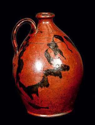 New England Redware Jug with Manganese Decoration