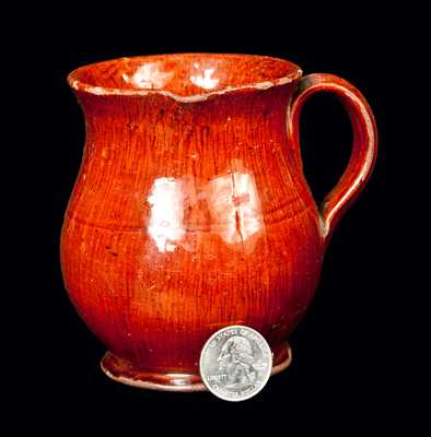 Miniature Glazed Redware Pitcher, PA or New England