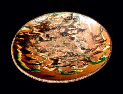 Rare Redware Loaf Dish with Marbled Glaze, New England