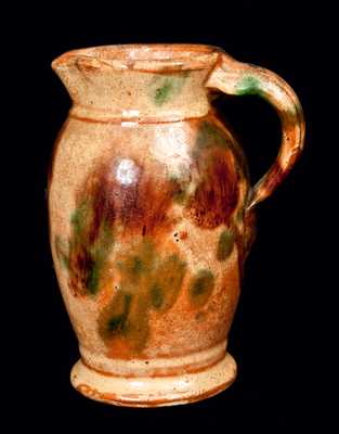 Strasburg, VA Multi-glazed Redware Pitcher, Shenandoah Valley