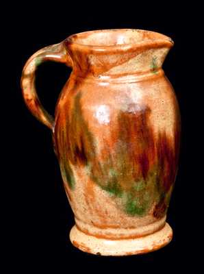 Strasburg, VA Multi-glazed Redware Pitcher, Shenandoah Valley