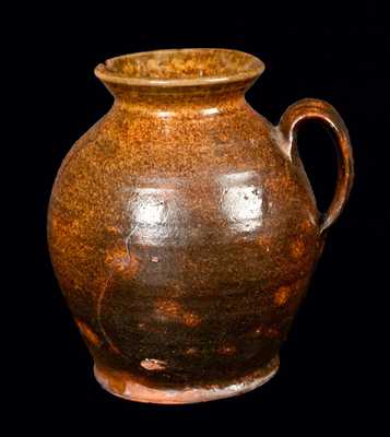 Fine Glazed New England Redware Handled Jar