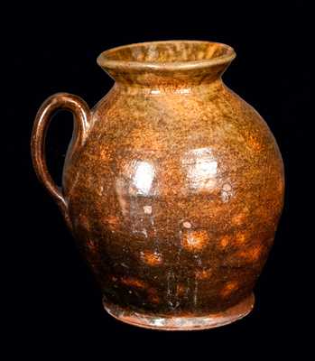 Fine Glazed New England Redware Handled Jar