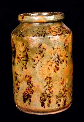 New England Redware Jar w/ Outstanding Manganese Sponging