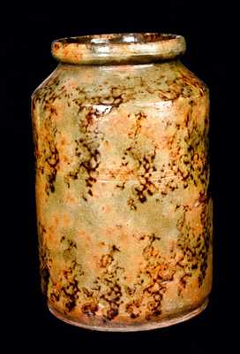 New England Redware Jar w/ Outstanding Manganese Sponging