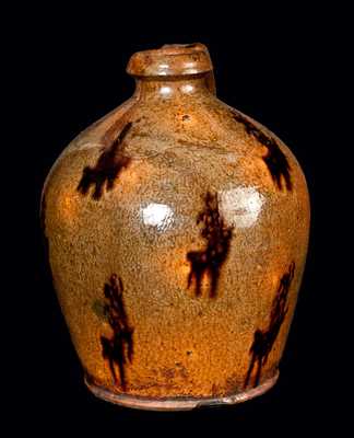 New England Redware Jug with Manganese Drips