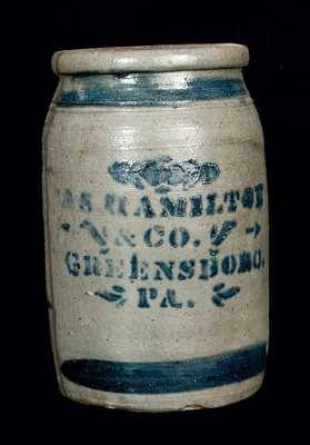 JAS. HAMILTON & CO, GREENSBORO, PA Stoneware Crock