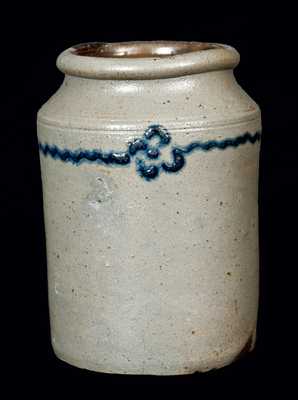 Old Bridge, NJ Stoneware Jar w/ Slip-Trailed Daisies