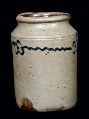 Old Bridge, NJ Stoneware Jar w/ Slip-Trailed Daisies