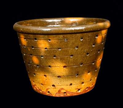 Very Rare Glazed Redware Collander, New England