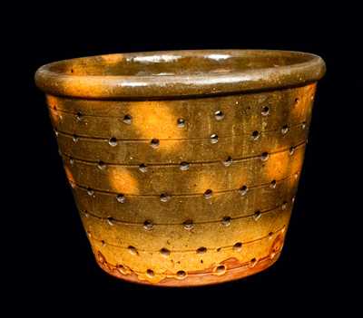 Very Rare Glazed Redware Collander, New England