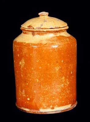 Small Lead-Glazed Lidded Redware Jar